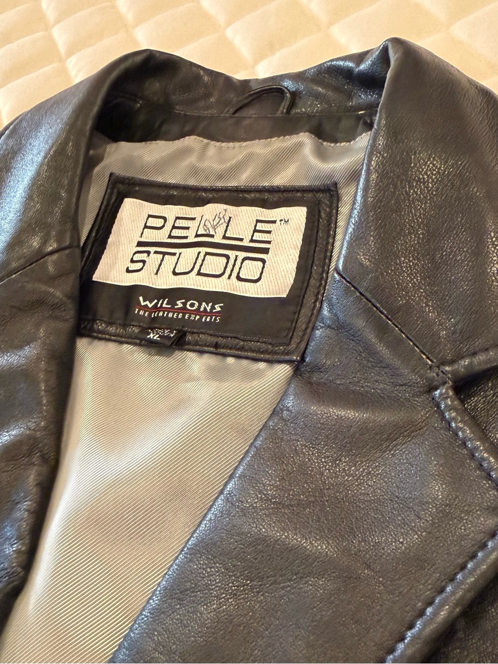 Wilsons Leather Pelle Studio Black Leather Blazer Jacket Women's Size XL